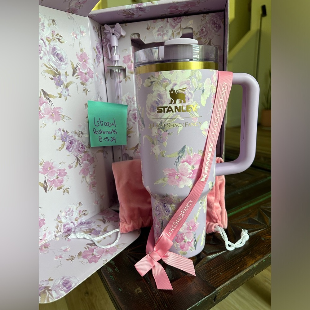 Love Shack Fancy Stanley 40oz Quencher Tumbler Happy Thoughts